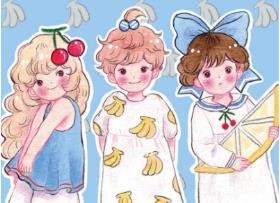 一组韩国ins手绘萌系插画