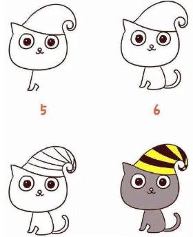 万圣节黑猫简笔画