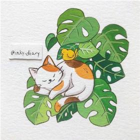 清新小可爱水彩动物插画