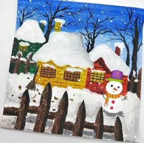 雪中的房子·教你画建筑风景水粉画