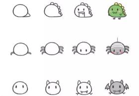 恐龙、螃蟹、蝙蝠、蛇、蝎子的简笔画教程