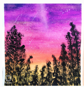 好看的星空水粉画教程