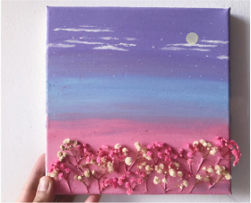 天空下的满天星——唯美水粉画
