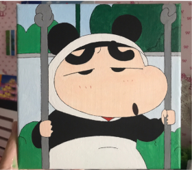 呆萌的蜡笔小新水粉画教程