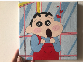 哈哈，童年的回忆蜡笔小新水粉画来啦