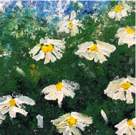 分享一幅零基础水粉画：《夜空下的小雏菊》