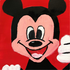 分享一幅迪士尼经典形象的水粉画：《可爱的米老鼠》