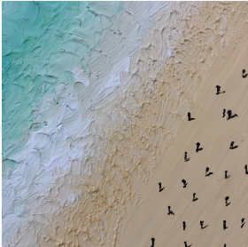 分享一幅儿童零基础水粉画：《美丽的沙滩》
