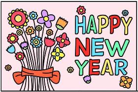 2020年春节简笔画 HAPPY NEW YEAR