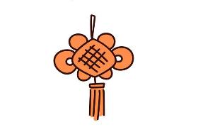 2020年春节习俗简笔画 过年就要挂上吉祥如意的中国结