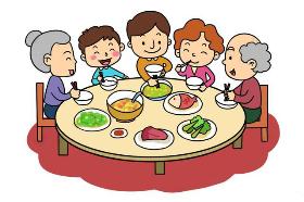 2020年春节简笔画 全家团圆吃年夜饭