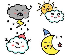 天气简笔画手帐素材 