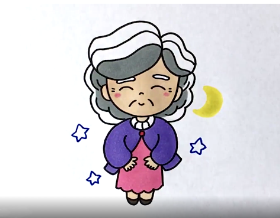 2020年重阳节老奶奶简笔画
