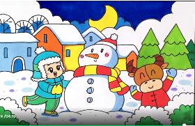 2021年冬天堆雪人简笔画