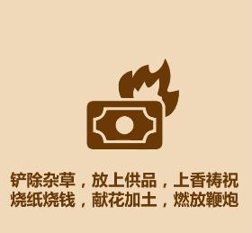 2020年清明节简笔画 铲除杂草，放上供品，上香祷祝，烧纸烧钱，献花加土，燃放鞭炮