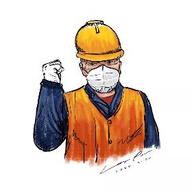 建筑工人简笔画 他们任劳任怨，不怕辛苦，是我们每一个人学习的榜样