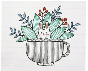 杯子里的小兔子简笔画 