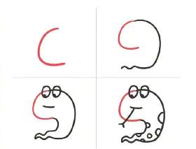 用英文字母C画蛇的简笔画 一条呆萌的蛇宝宝