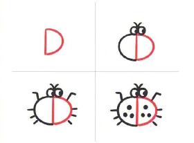 用英文字母D画七星瓢虫的简笔画 