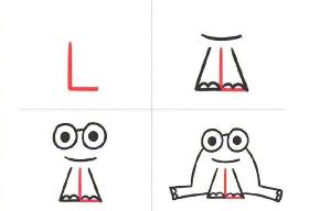 用英文字母L画一只青蛙的简笔画