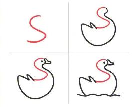 用英文字母S画一只优雅天鹅的简笔画教程