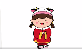 2021牛年小女孩简笔画