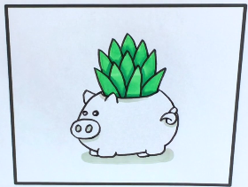 可爱小猪盆栽简笔画