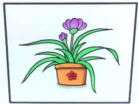 一盆兰花草简笔画