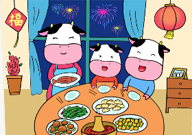 2021年大年三十除夕夜简笔画