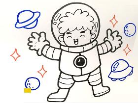 2021年遨游太空的宇航员简笔画