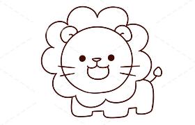 可爱的狮子简笔画可填色