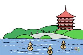 杭州西湖简笔画